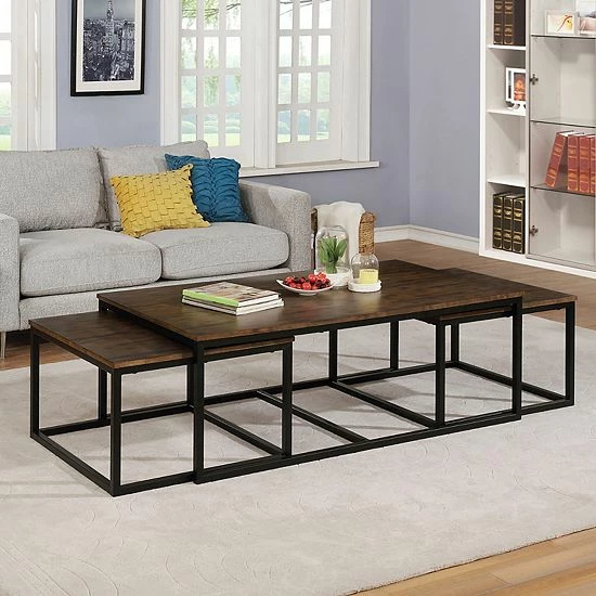 Alaterre Furniture Arcadia Acacia Wood Coffee Table With 2 Nesting Tables 2 Alaterre Furniture Arcadia Acacia Wood Coffee Table With 2 Nesting Tables - Image 2