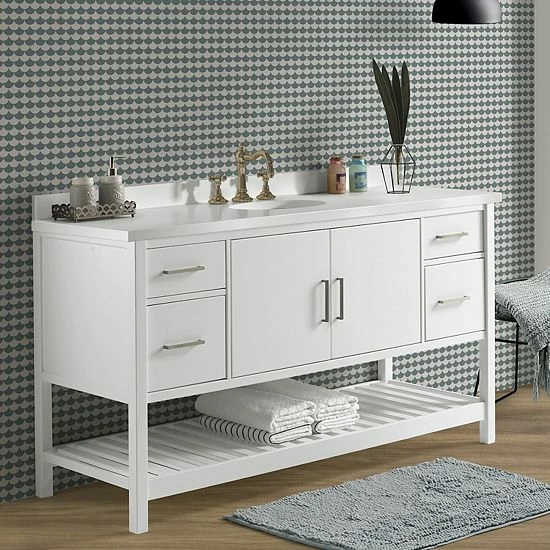 Alaterre Furniture Harrison White Vanity Cabinet 9 Alaterre Furniture Harrison White Vanity Cabinet - Image 9