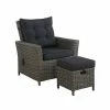 Alaterre Furniture Asti Wicker Outdoor Recliner Arm Chair & Ottoman 2-piece Set