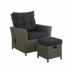 Alaterre Furniture Asti Wicker Outdoor Recliner Arm Chair & Ottoman 2-piece Set