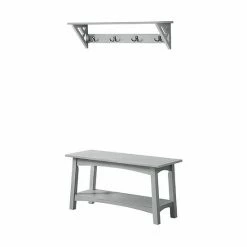 Alaterre Furniture Coventry Coat Hook Wall Decor & Hall Bench 2-piece Set Grey