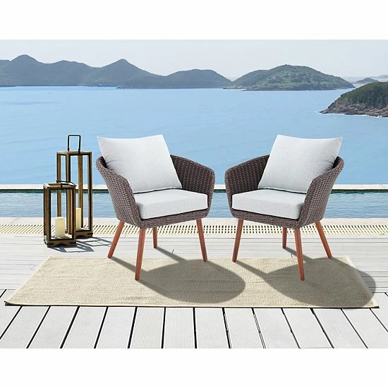 Alaterre Furniture Athens All-Weather Wicker Outdoor Patio Chair 2-piece Set 2 Alaterre Furniture Athens All-Weather Wicker Outdoor Patio Chair 2-piece Set - Image 2