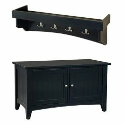 Alaterre Furniture Alaterre Shaker Cottage Neutral Storage Bench & Shelf Coat Hook Set Ivory -Alaterre Furniture Shop unnamed file 951