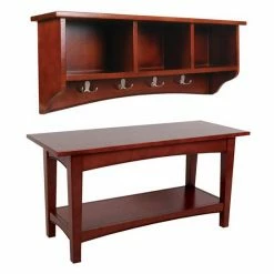 Alaterre Furniture Alaterre Shaker Cottage Bench & Coat Hook Set Cherry -Alaterre Furniture Shop unnamed file 984